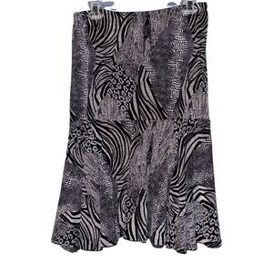 Vtg Joseph Ribkoff Skirt Womens 6 Black Midi Tweed Animal Print Trumpet Union